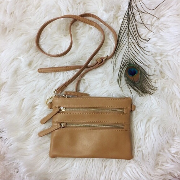 Handbags - Camel Convertible Crossbody or Wristlet